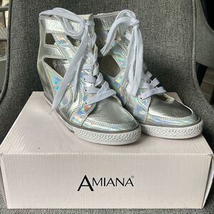 Silver Tumbled Amiana wedges - size 37